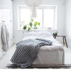 Throw Blanket Chunky Knit Plush & Warm