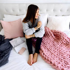 Throw Blanket Chunky Knit Plush & Warm