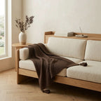 Throw Blanket Chunky Knit Scandinavian Fringe