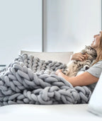 Throw Blanket Chunky Knit Ultra Soft Machine Washable
