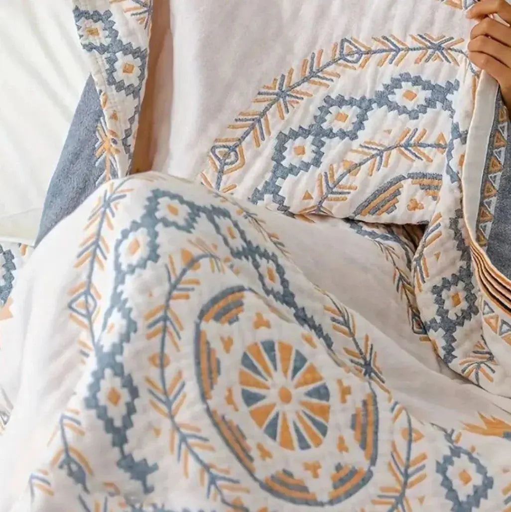 Throw Blanket Cotton Gauze Lightweight Breathable Nordic Boho Fringe