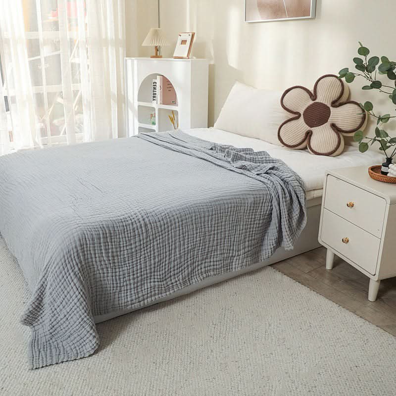 Throw Blanket Cotton Muslin Lightweight & Breathable