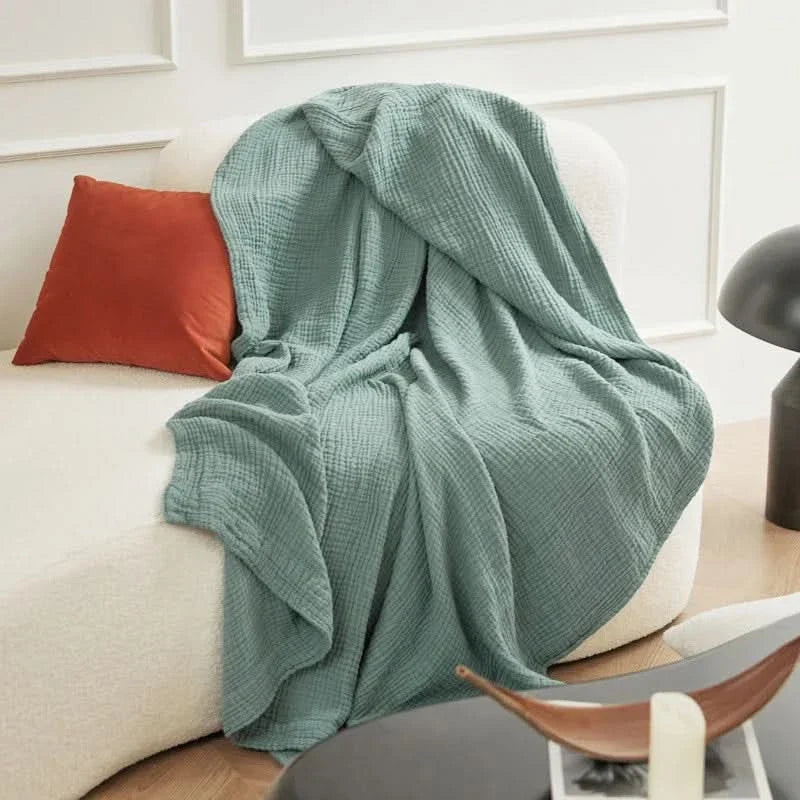 Throw Blanket Cotton Muslin Lightweight & Breathable