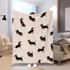Throw Blanket Dachshund Print Plush Fleece Machine Washable