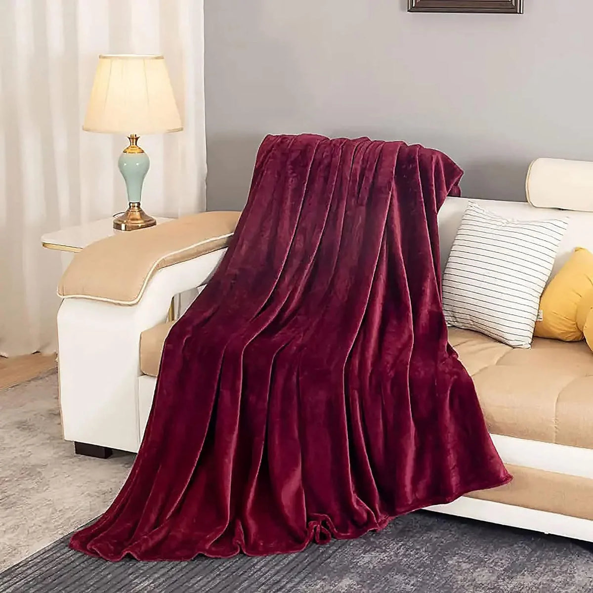 Throw Blanket Double-Sided Faux Mink Hypoallergenic & Machine Washable
