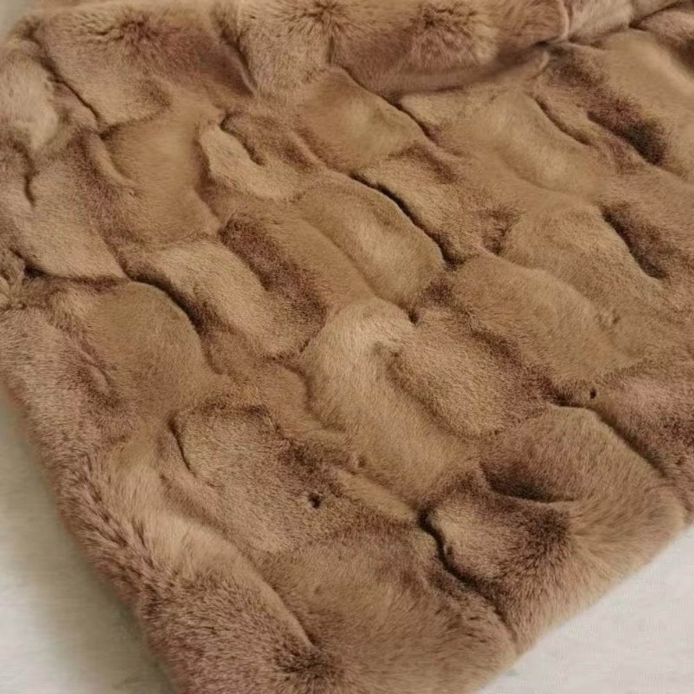 Throw Blanket Dual-Layer Faux Mink & Microfiber Machine Washable