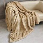 Throw Blanket Dual-Layer Faux Mink & Microfiber Machine Washable
