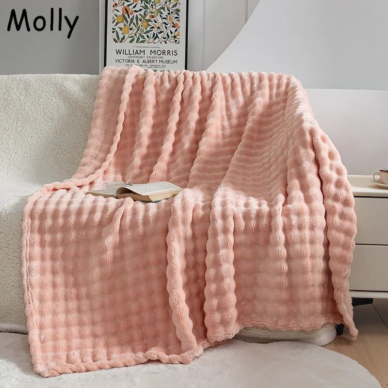 Throw Blanket Extra Soft Plush Microfleece Bubble Texture