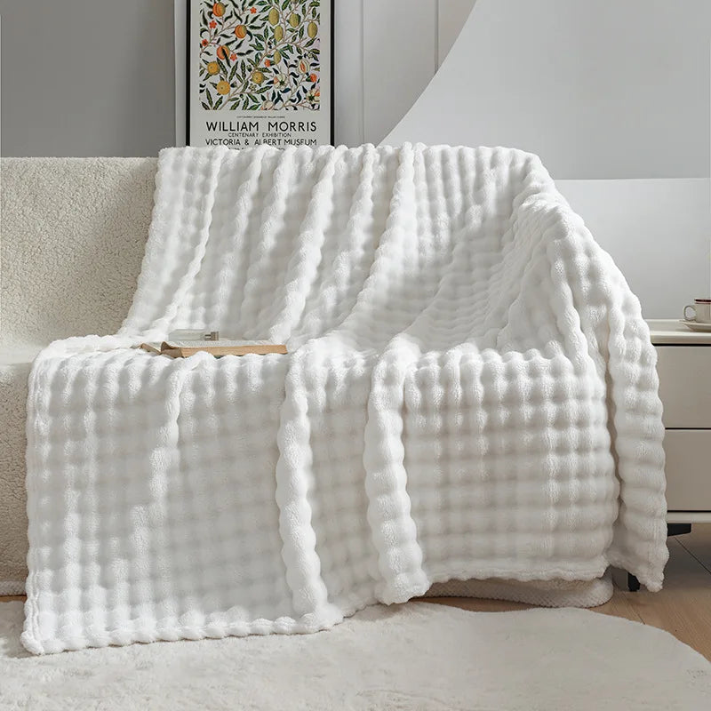 Throw Blanket Extra Soft Plush Microfleece Bubble Texture