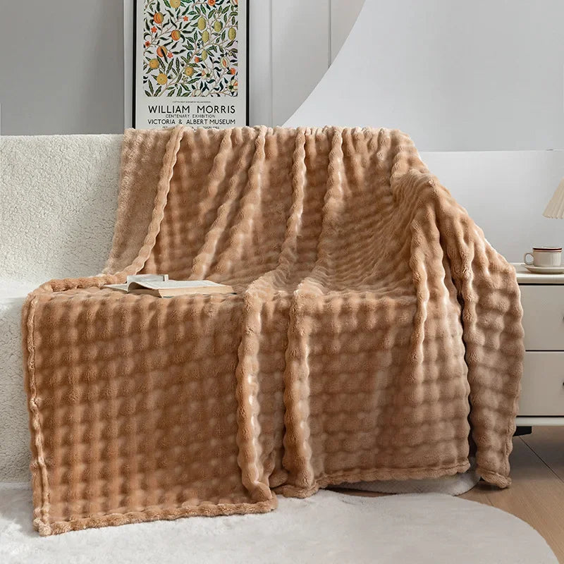 Throw Blanket Extra Soft Plush Microfleece Bubble Texture