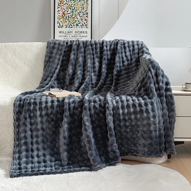 Throw Blanket Extra Soft Plush Microfleece Bubble Texture
