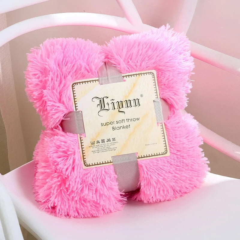 Throw Blanket Faux Fur Long Pile Plush