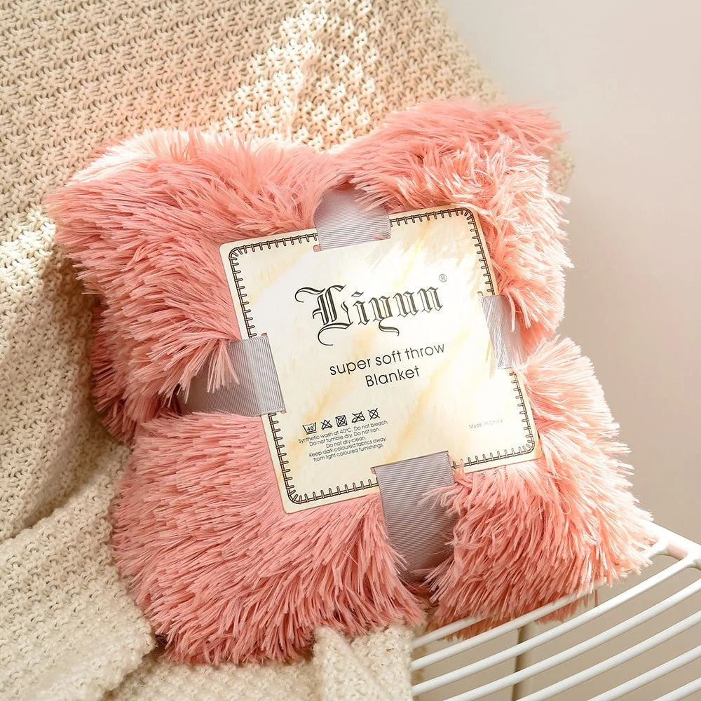 Throw Blanket Faux Fur Long Pile Plush