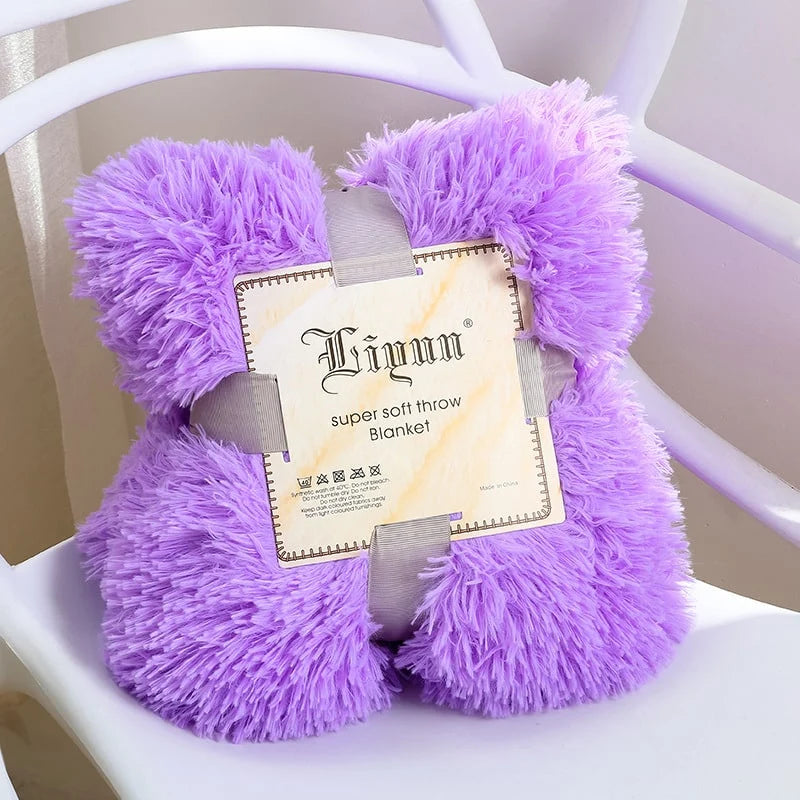 Throw Blanket Faux Fur Long Pile Plush