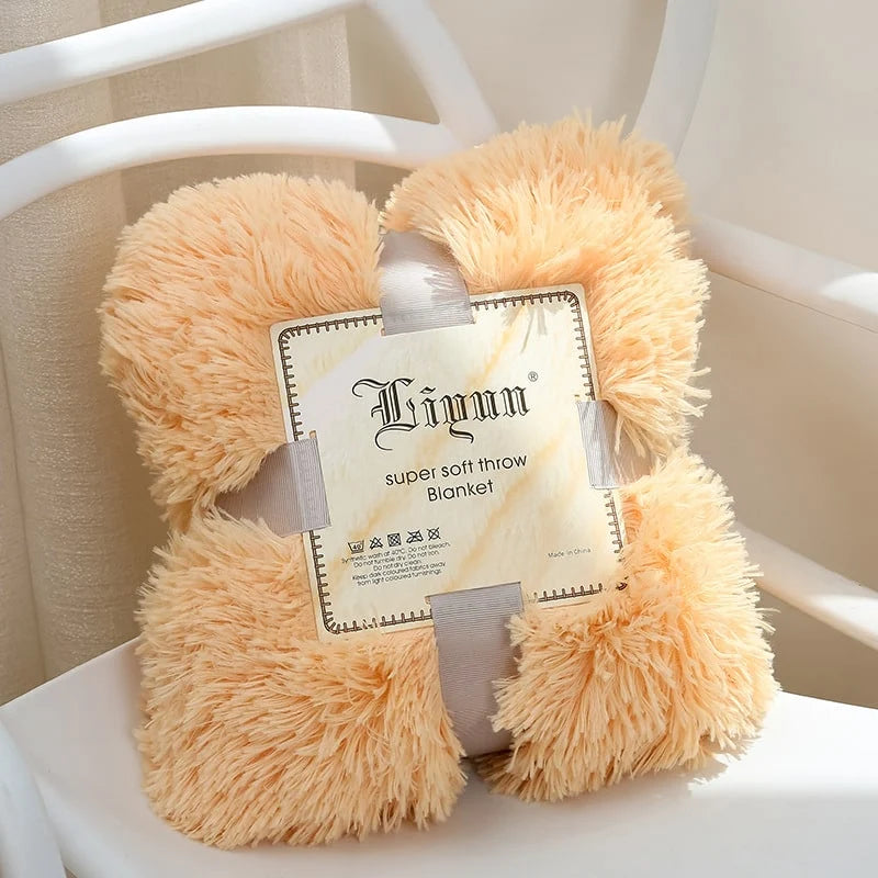 Throw Blanket Faux Fur Long Pile Plush