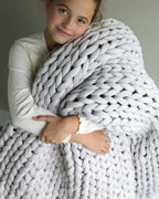 Throw Blanket Hand-Knitted Chunky Chenille Breathable Knit