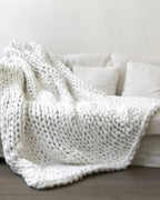 Throw Blanket Hand-Knitted Chunky Chenille Breathable Knit