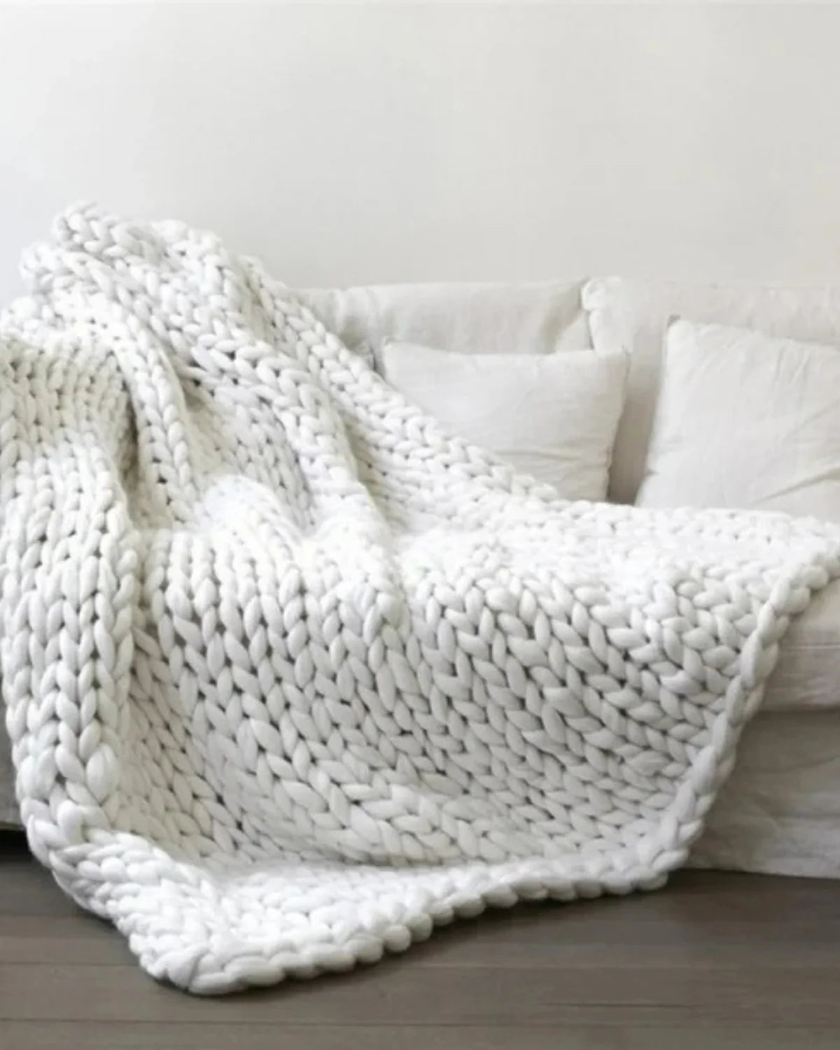 Throw Blanket Hand-Knitted Chunky Chenille Breathable Knit
