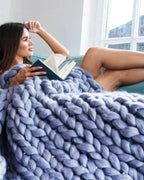 Throw Blanket Hand-Knitted Chunky Chenille Breathable Knit