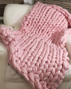 Throw Blanket Hand-Knitted Chunky Chenille Breathable Knit