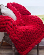 Throw Blanket Hand-Knitted Chunky Chenille Breathable Knit