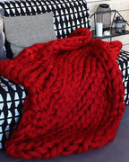 Throw Blanket Hand-Knitted Chunky Chenille Breathable Knit