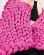 Throw Blanket Hand-Knitted Chunky Chenille Breathable Knit