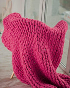 Throw Blanket Hand-Knitted Chunky Chenille Breathable Knit