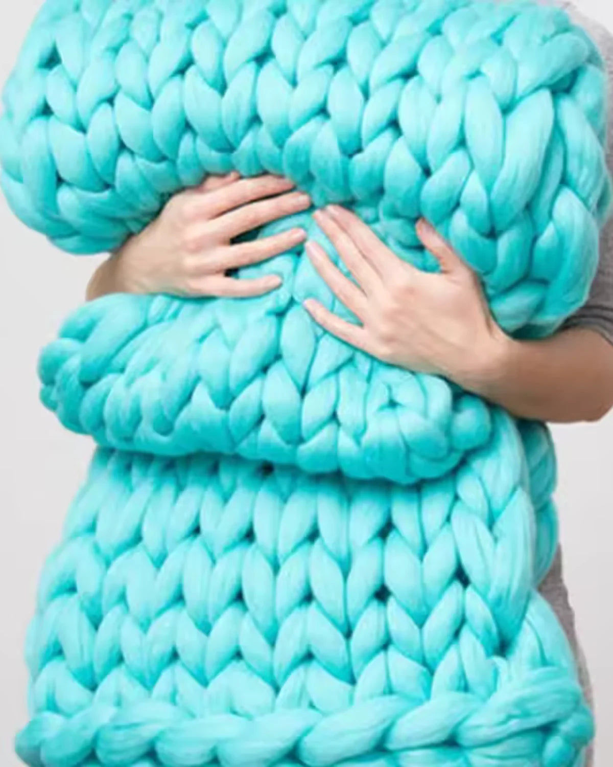 Throw Blanket Hand-Knitted Chunky Chenille Breathable Knit