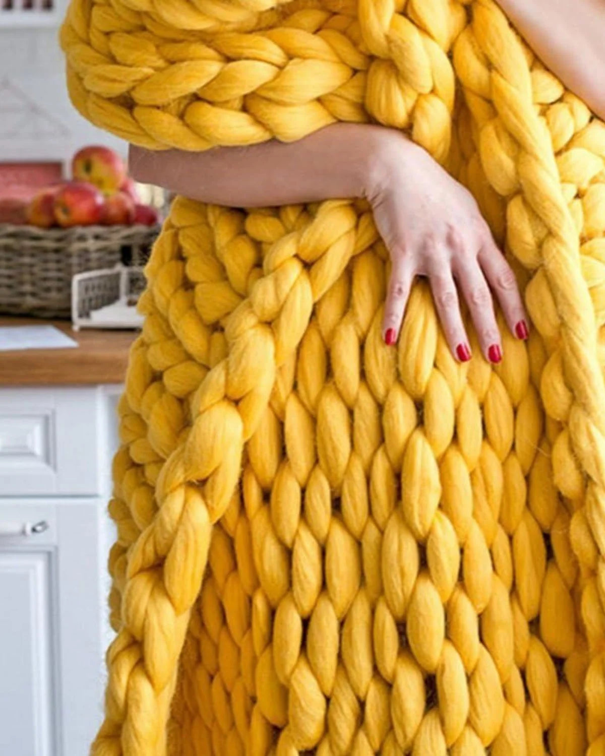 Throw Blanket Hand-Knitted Chunky Chenille Breathable Knit