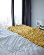 Throw Blanket Hand-Knitted Chunky Chenille Breathable Knit