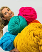 Throw Blanket Hand-Knitted Chunky Chenille Breathable Knit