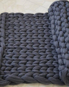 Throw Blanket Hand-Knitted Chunky Chenille Breathable Knit