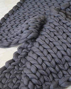 Throw Blanket Hand-Knitted Chunky Chenille Breathable Knit