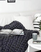 Throw Blanket Hand-Knitted Chunky Chenille Breathable Knit