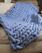 Throw Blanket Hand-Knitted Chunky Chenille Breathable Knit