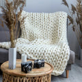 Throw Blanket Hand-Knitted Natural Fiber All-Season