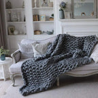 Throw Blanket Hand-Knitted Natural Fiber All-Season