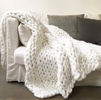 Throw Blanket Hand-Knitted Natural Fiber All-Season