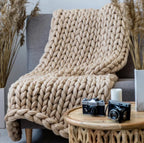 Throw Blanket Hand-Knitted Natural Fibers All-Season