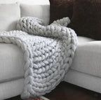 Throw Blanket Hand-Knitted Natural Fibers All-Season