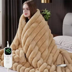 Throw Blanket Heated Plush Faux Fur 12 Heat Settings