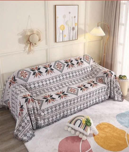 Throw Blanket Jacquard Boho Aztec Reversible