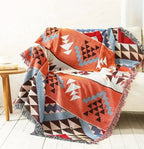 Throw Blanket Jacquard Boho Aztec Reversible