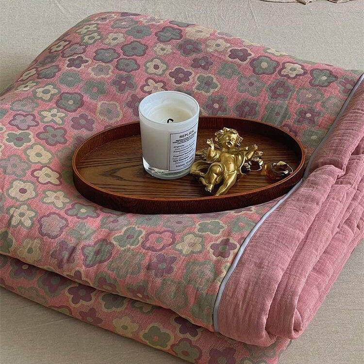 Throw Blanket Lightweight Quilted Retro Floral
