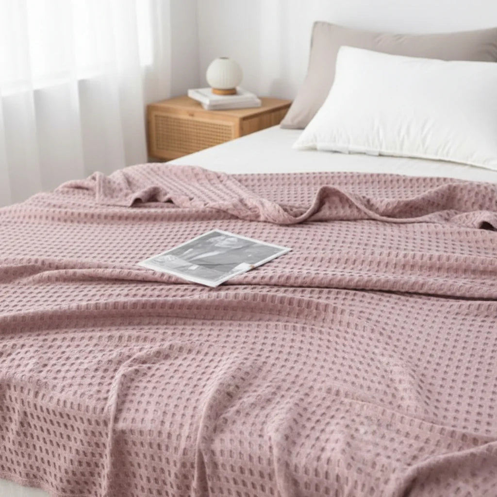 Throw Blanket Lightweight Waffle Weave Machine Washable