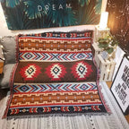Throw Blanket Linen-Cotton Lightweight & Breathable Tassels