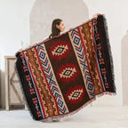 Throw Blanket Linen-Cotton Lightweight & Breathable Tassels