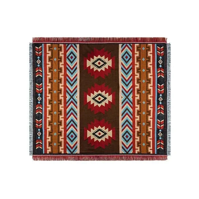 Throw Blanket Linen-Cotton Lightweight & Breathable Tassels
