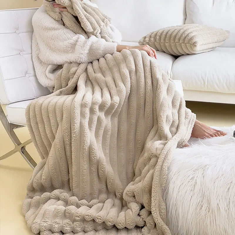 Throw Blanket Luxury Rabbit Plush 71 x 79 in